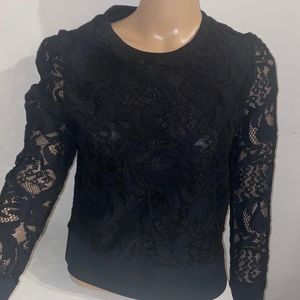 Worthington Black Long sleeve lace blouse top